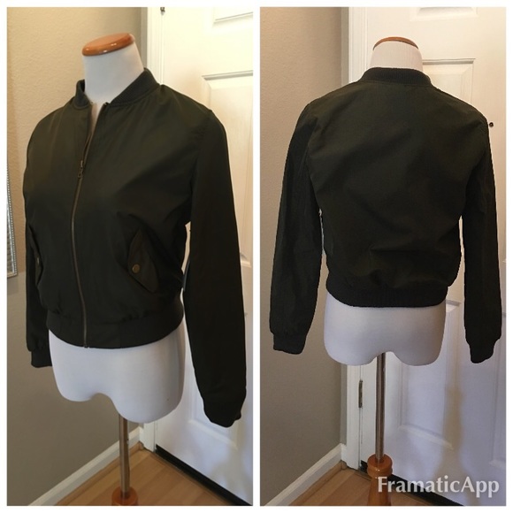 Olive Bomber Jacket - Picture 2 of 4