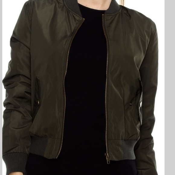 Olive Bomber Jacket - Picture 3 of 4