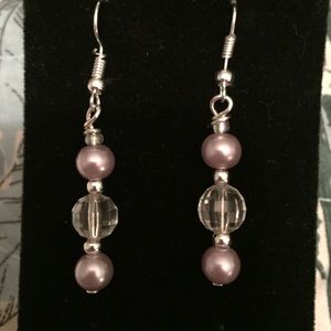 Pink and Crystal drop earrings