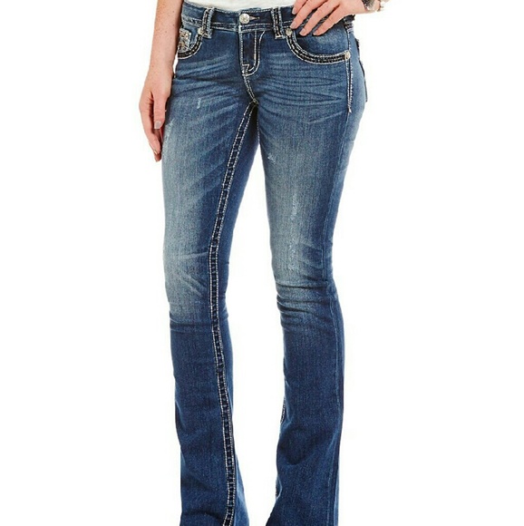 Miss me fleur de lis jeans. 32/34. Dark wash