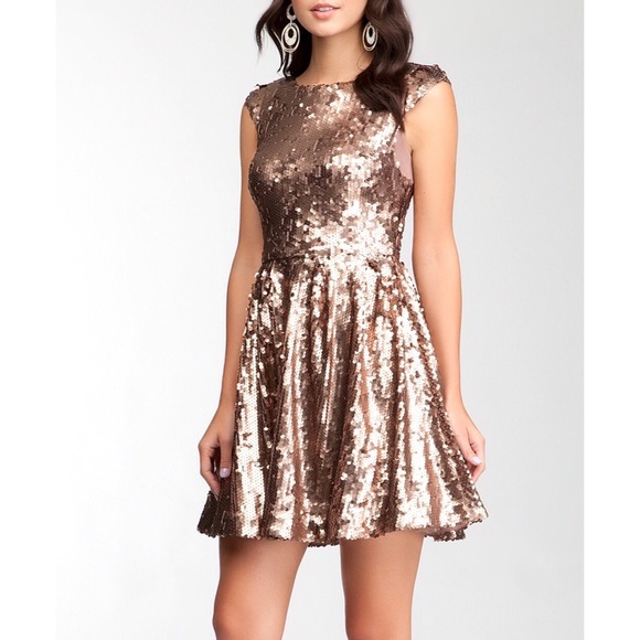 Bebe Rose Gold Sequin Dress