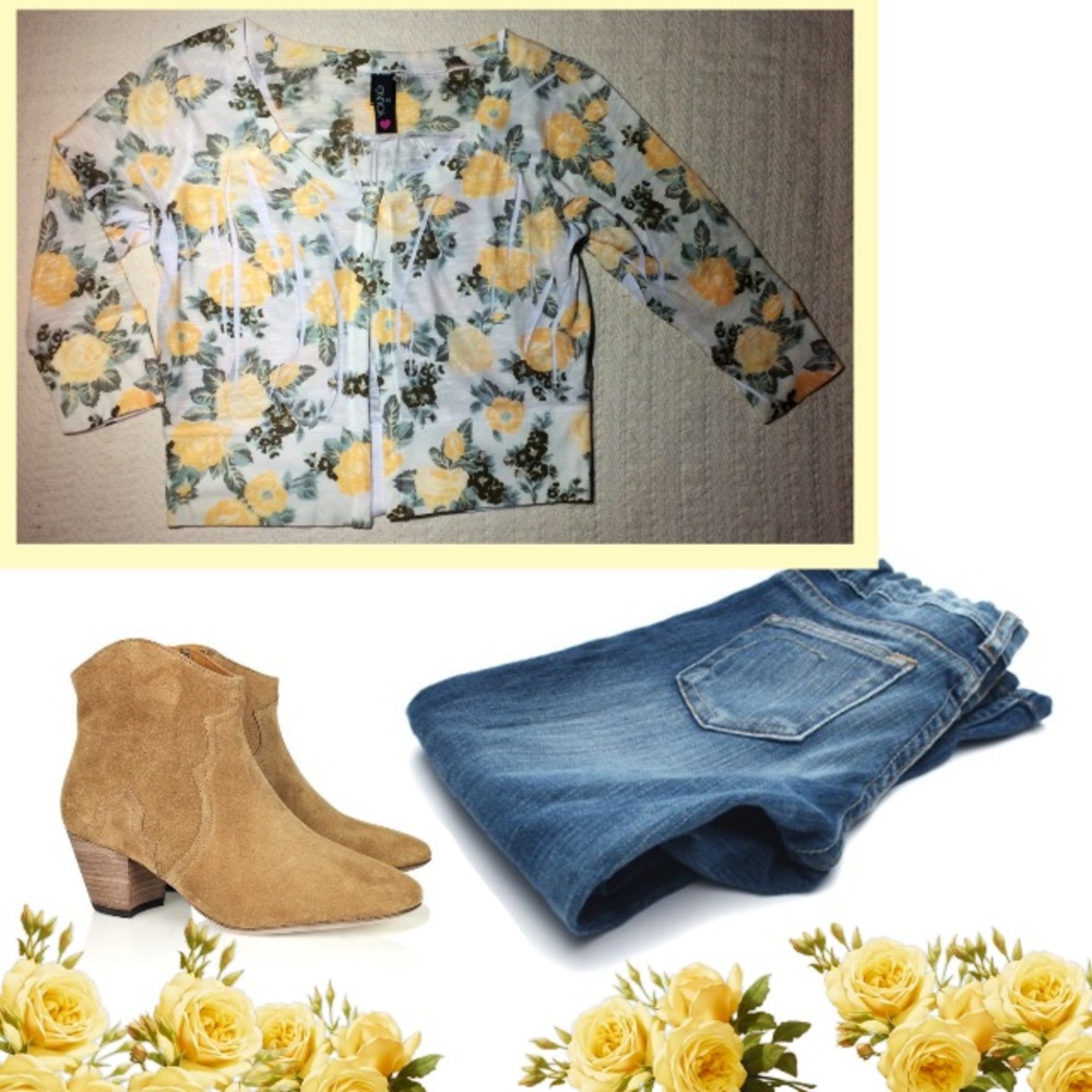 NWOT Floral Cropped Cardigan