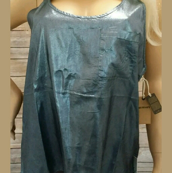 TRUE RELIGION Women's Blue Foiled Tank Top!!
