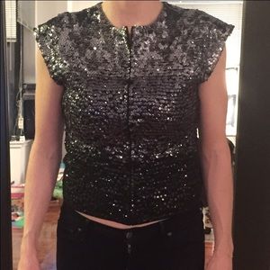 Twelfth Street by Cynthia Vincent Sequin zip front top