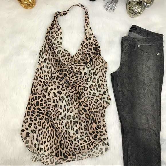 NWT haute hippie love leopard halter neck top silk - Picture 2 of 8