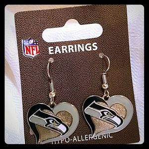 Seattle Seahawks Heart Earrings