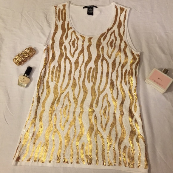 Beautiful Gold and White Sequined Top