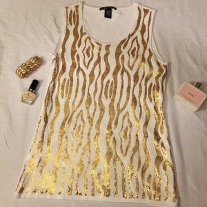 Beautiful Gold and White Sequined Top