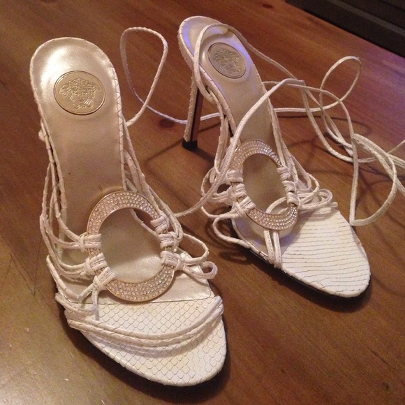 Versace Python tie up heels