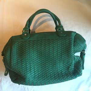 Deux Lux large jade woven satchel
