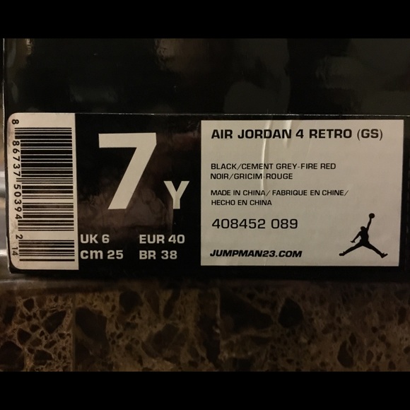 Air Jordan retro 4 (7Y) - Picture 3 of 4