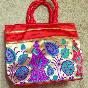 Handmade Designer Red Faux Silk Bag!💥A must have✨