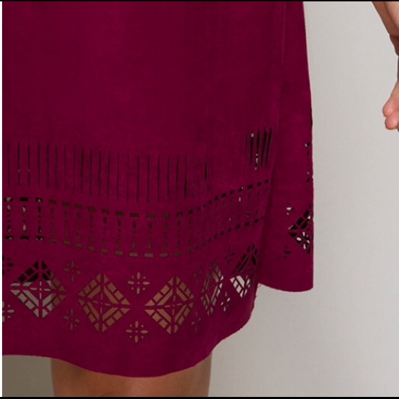 Jenna Collection Faux Suede Dress w/Laser Cutouts - Picture 3 of 3