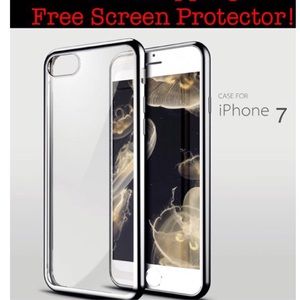 Silver shockproof iphone 7/7plus TPU clear case