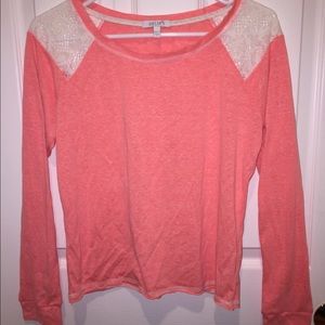 Pink Long Sleeve With Lace Shoulders