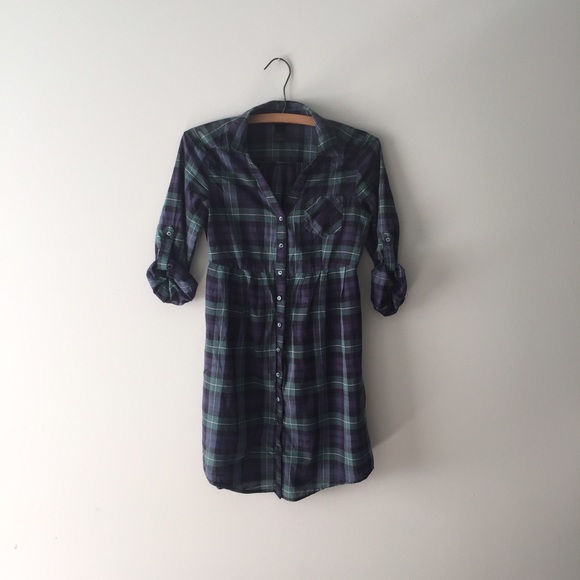 H&M Plaid Button Down Shirtdress