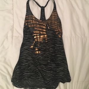 Buckle zebra print razor back tank