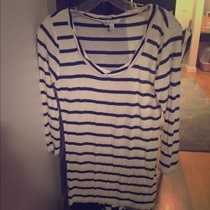 CAbi navy blue and white striped t-shirt size M