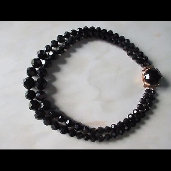 Vintage French glass jet necklace