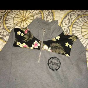 Pink floral Quarter-Zip up