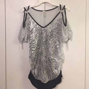 Metallic animal print top