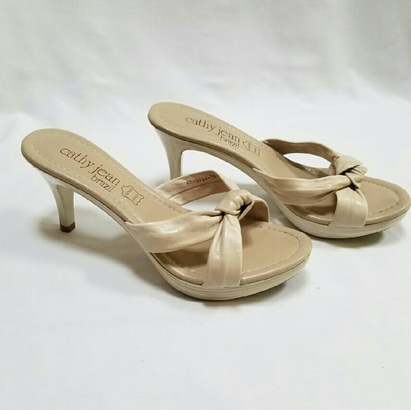 Cream Heel Sandals