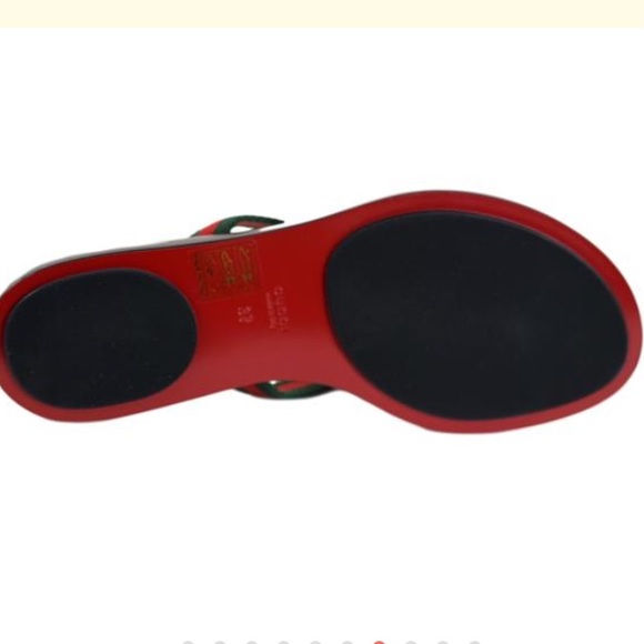 SOLD NIB Gucci Thong Web Sandal - Red with Gold - Picture 2 of 4