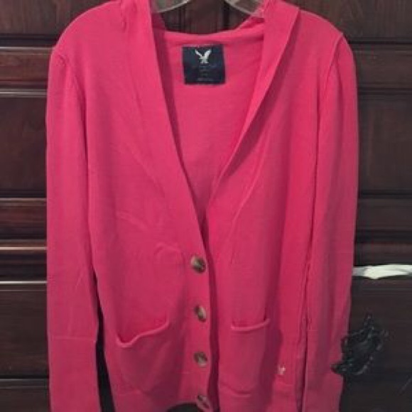 AE pink cardigan with hood.