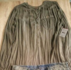 FPOlive green boho tunic shirt