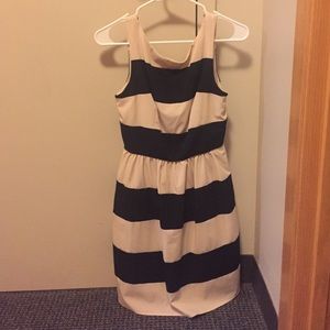 Black and nude striped dress