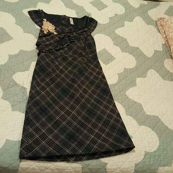 Never worn, blue/grey plaid dress