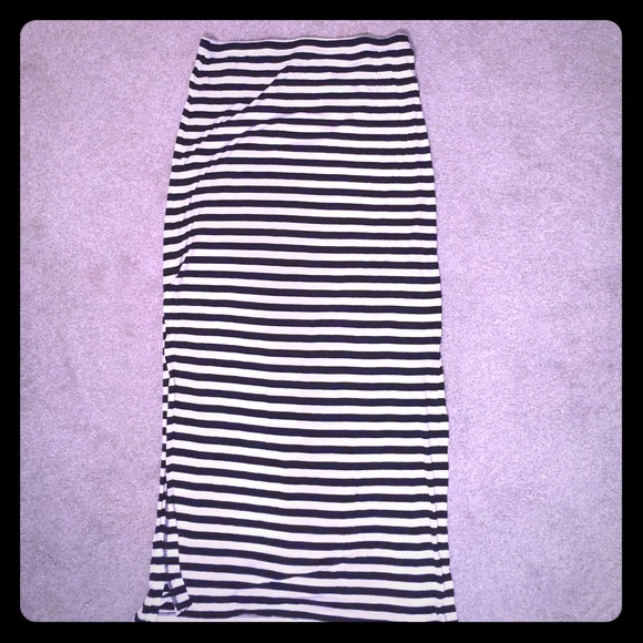 Michael Kors Striped Maxi Skirt with Side Slit