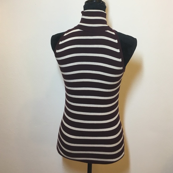 Stripe sleeveless knit turtleneck - Picture 3 of 4