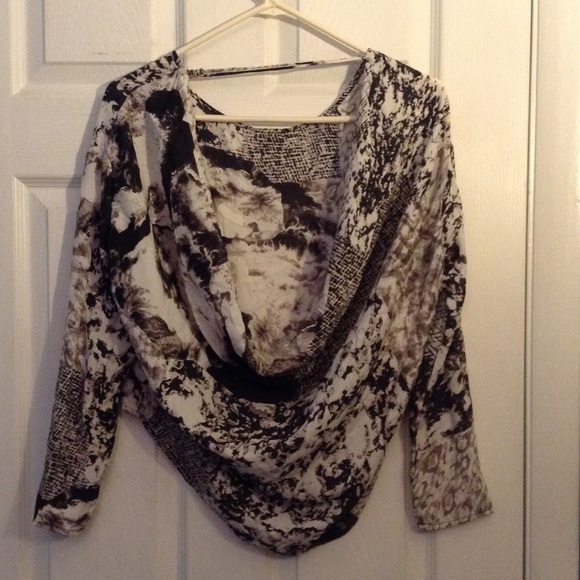 "Olivaceous" Multi Pattern Open Back Blouse - image 1