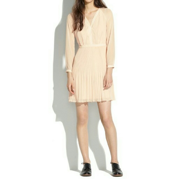 Madewell Pleated Sheer-sleeve Dress