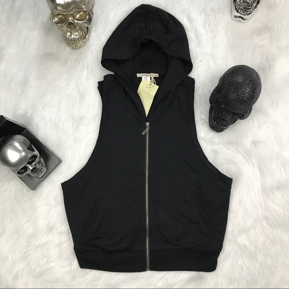 NWT hooded zip up vest black - Picture 2 of 8