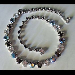Stunning Signed Weiss mixed rhinestone necklace