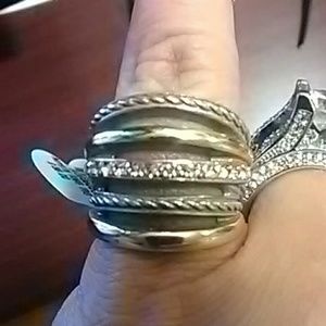 Brighton Silver and Gold Ring with Crystal Accents