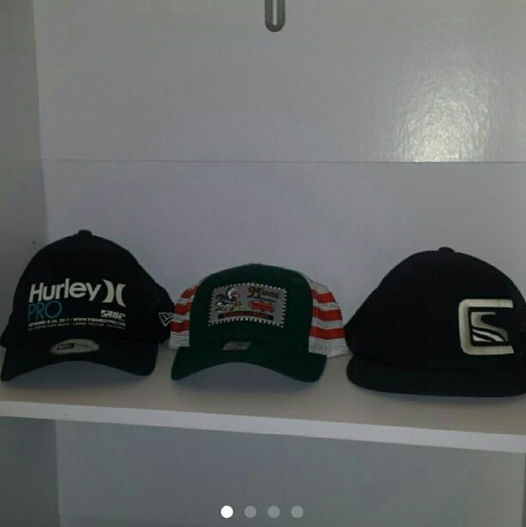 Lot of 3 trucker hats Miami Hurley Scott