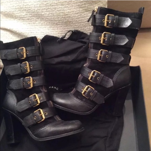 Marc by Marc Jacob Leather & Suede Buckle Boots
