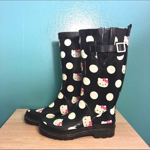 Adorable Hello Kitty Polka Dotted Rainboots