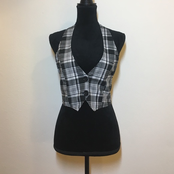 Plaid cotton adjustable vest
