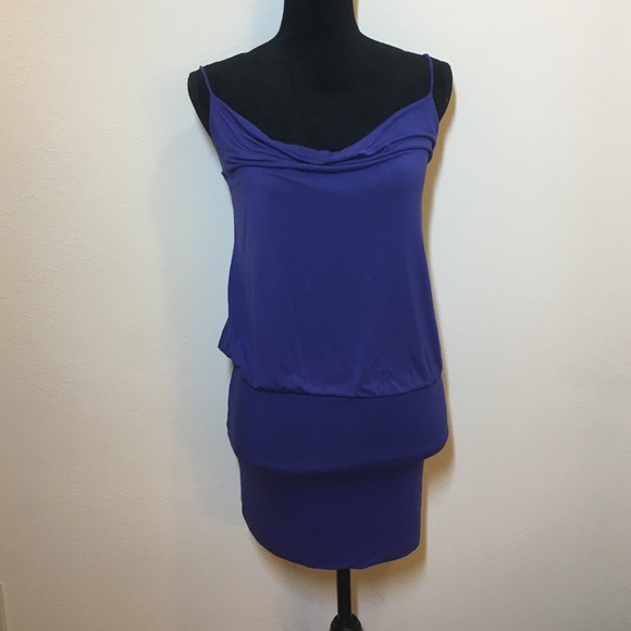 Purple jersey draped dress