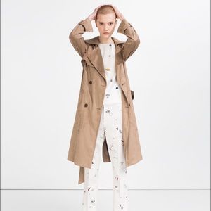 Zara Suede Effect Trench Coat