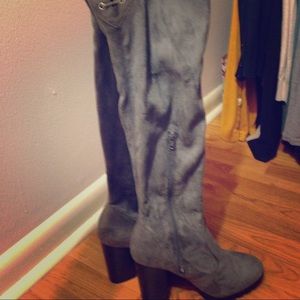 Gray Thigh High Boots