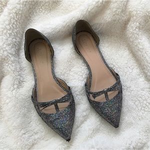 JCrew glitter dorsay mini-bow flats