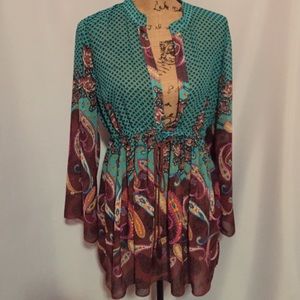 Ivy Jane Sheer Multicolored Tunic. km