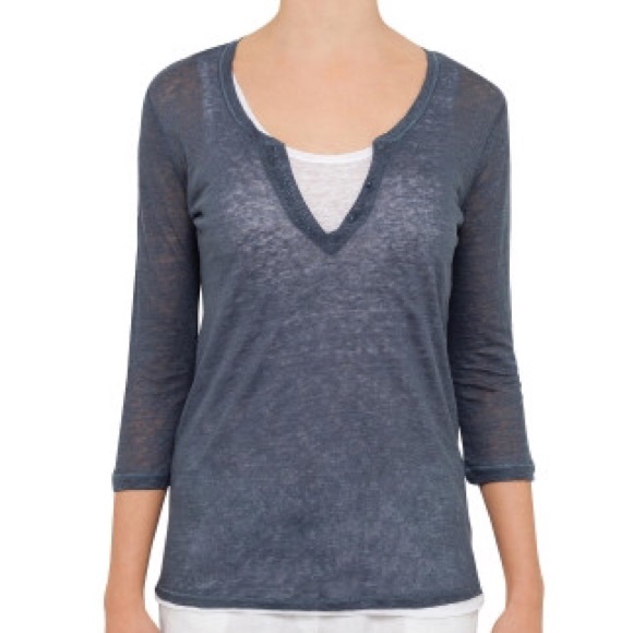 Majestic Filatures Linen Henley Tee