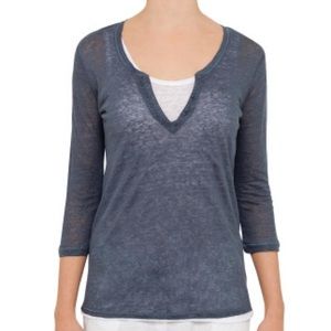 Majestic Filatures Linen Henley Tee