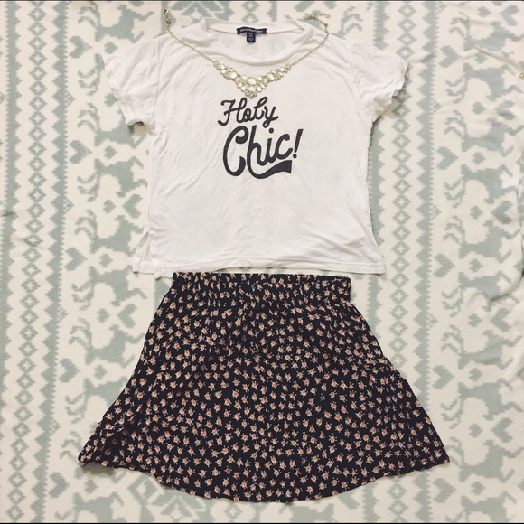 Rose Print Floral Skater Skirt - Picture 1 of 3